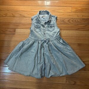 DKNY Light Wash 100% Cotton Girl’s Button Down Dress - Size 5